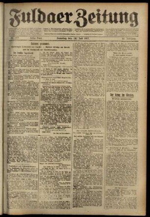 Erste Ausgabe vom Samstag, den 28. Juli 1917.