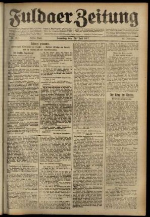 Erste Ausgabe vom Samstag, den 28. Juli 1917.