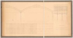 Hauptbahnhof, Frankfurt/Main: Hallenkonstruktion: Grundriss, Ansicht, Schnitt