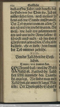 XLIII. Von der Falschheit des Geistlichen