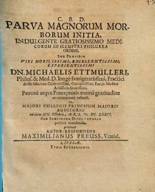 Parva Magnorum Morborum Initia