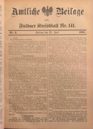 8: Beilage vom Freitag, 23. Juni 1905