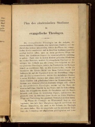 Plan des akademischen Studiums für evangelische Theologen