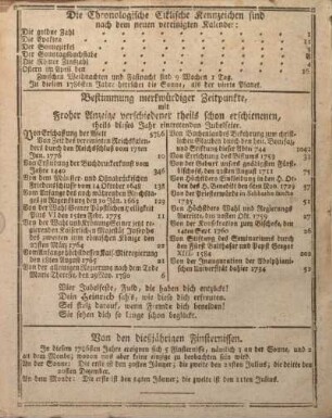 Die Chronologische Ciklische Kennzeichen sind nach dem neuen vereinigten Kalender: