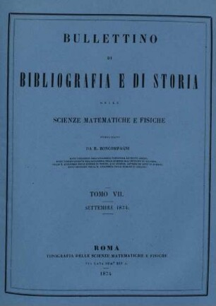 Tomo VII. Settembre 1874.