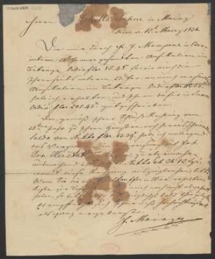 Brief an B. Schott's Söhne : 12.03.1836