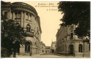 Rumburg. Fachschule für Weberei und Postamt