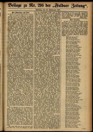 Zweite Ausgabe vom Sonntag, den 20. September 1891.
