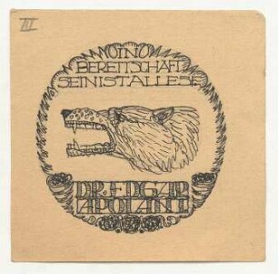 Exlibris-Entwurf für Dr. Edgar Apolant