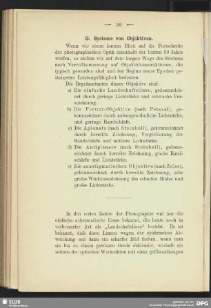 G. Systeme von Objektiven