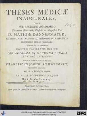Theses Medicae Inaugurales