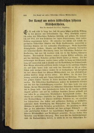 ¬Der¬ Kampf um unsere klösterlichen höheren Mädchenschulen