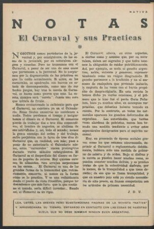 Notas - El Carnaval y sus prácticas