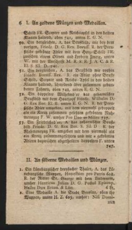II. An silberne Medaillen und Münzen.