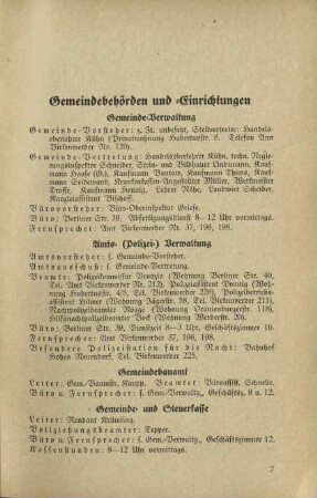 Gemeindebehörden und Einrichtungen