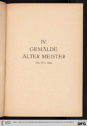 Gemälde Alter Meister (Nr. 375-484)