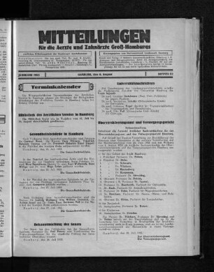 Jahrgang 1933, Hamburg, den 6. August, Nummer 32