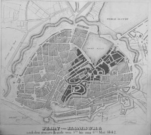 Plan von Hamburg nach dem grossen Brande vom 5ten bis zum 9ten Mai 1842.