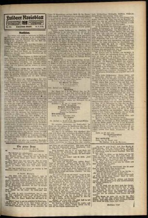 Zweite Ausgabe vom Samstag, den 11. September 1915.