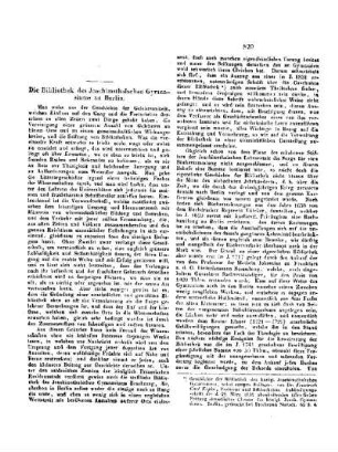 Die Bibliothek des Joachimsthalschen Gymnasiums zu Berlin