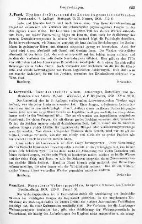 655, L. Loewenfeld. Über das eheliche Glück. Erfahrungen, Ratschläge und Reflexionen eines Arztes. 1909