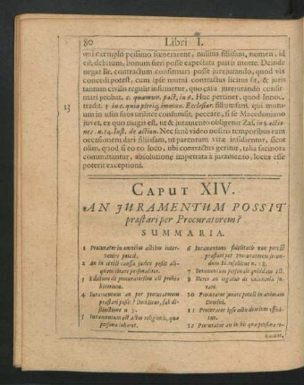 Caput XIV. An Iuramentum Possit praestari per Procuratorem?