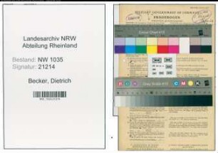 Entnazifizierung Dietrich Becker , geb. 11.04.1920 (Laborant)