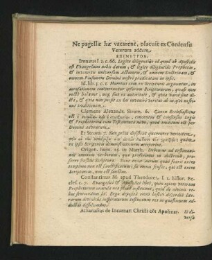 Ne pagellae hae vacarent, placuit ex Consensu Veterum addere.