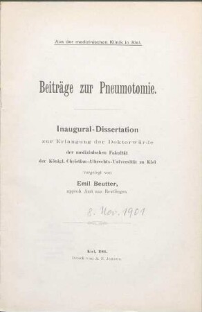 Beiträge zur Pneumotomie
