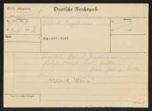 Brief von Hedwig Fischer und Hildegard Fischer an Gerhart Hauptmann