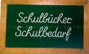 Werbetafel für Schulbedarf