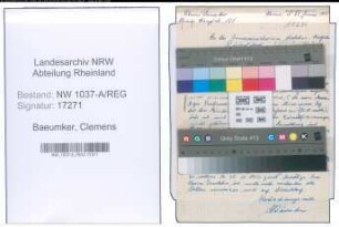 Entnazifizierung Clemens Baeumker , geb. 00.00.0000 ()