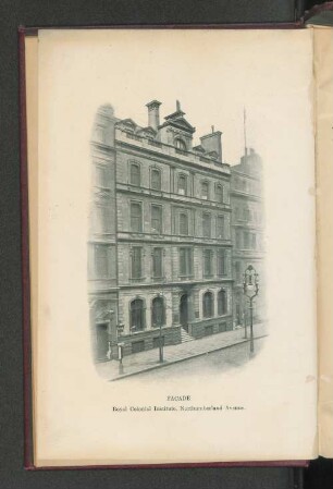 Façade : Royal Colonial Institute, Northumberland Avenue.