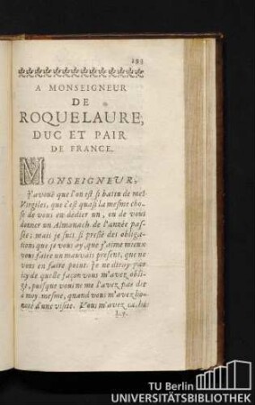 A Monseigneur De Roquelaure, Duc Et Pair De France.
