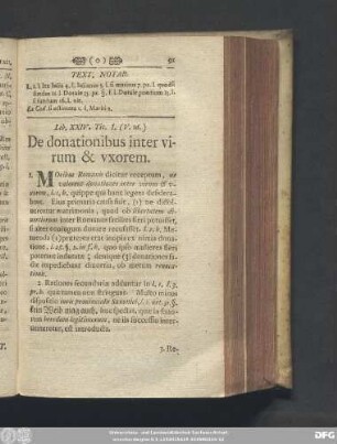 Tit. I. (V. 16.) De donationibus inter virum & uxorem.