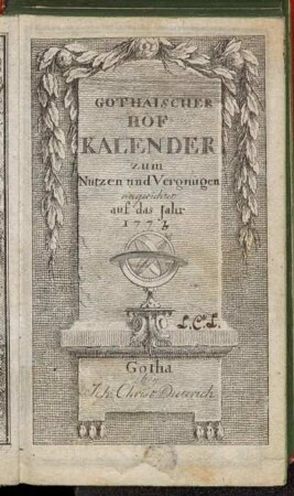 1773: Gothaischer Hofkalender zum Nutzen und Vergnügen