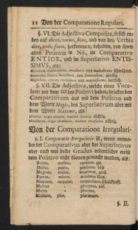 Von der Comparatione Irregulari.