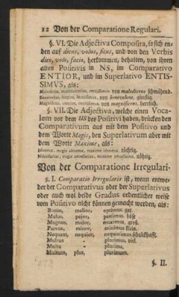 Von der Comparatione Irregulari.