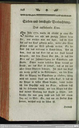 Sieben und dreißigste Beobachtung. Das aufstehende Kinn