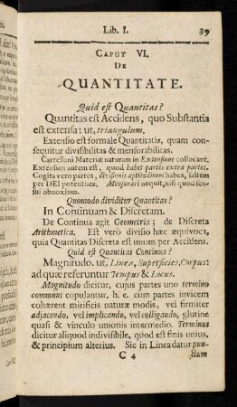 39-41, Caput VI: De Quantitate