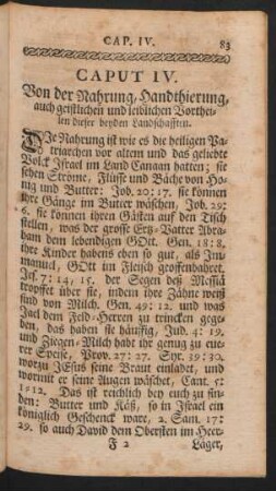Caput IV. Von der Nahrung, Handthierung, auch geistlichen und leiblichen Vortheilen ...