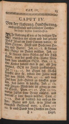 Caput IV. Von der Nahrung, Handthierung, auch geistlichen und leiblichen Vortheilen ...