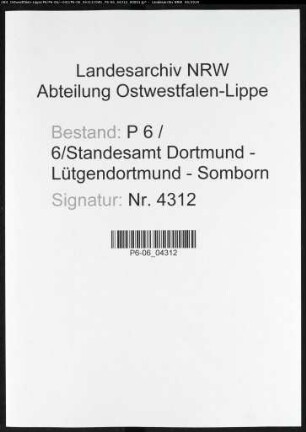 Sterberegister Standesamt Dortmund-Lütgendortmund-Somborn