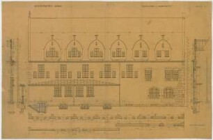 Fischer, Theodor; Jena; Universität - Südflügel (Grundriss, Ansicht, Schnitte)