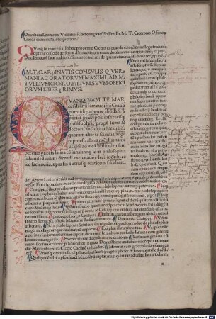 De officiis : mit Kommentar von Omnibonus Leonicenus und Martinus Phileticus (Cato maior). [1-4], [1]. De officiis