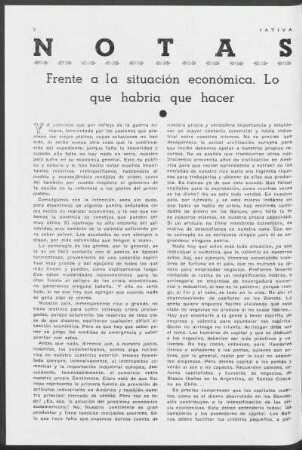 Notas - Frente a la situación económica. Lo que habria que hacer.
