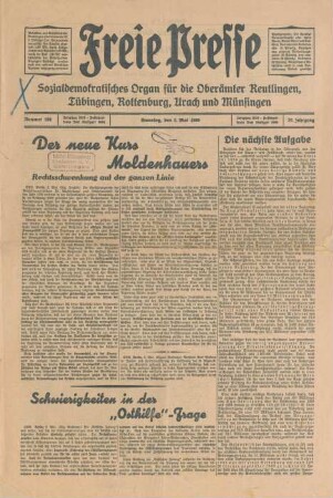 Freie Presse 1930 (Nr. 102). Tagesausgabe, "Zweites Blatt" und "10 Jahre Gewerkschaftshaus"