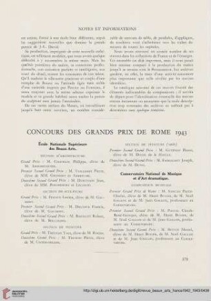 Concours des Grand prix de Rome 1943