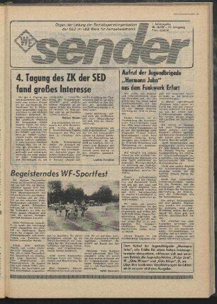 Betriebszeitung 'WF-Sender', Nr.26/1982 (1. Juliausgabe 1982)