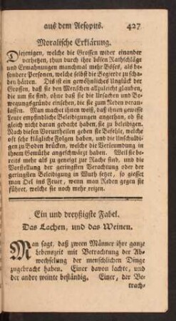 Ein und dreyßigste Fabel - Sieben und dreyßigste Fabel